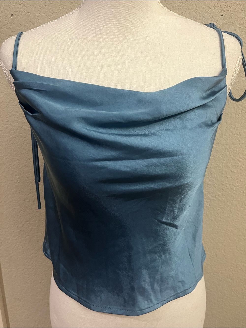Princess Polly Teal Satin Cowl Neck Camisole